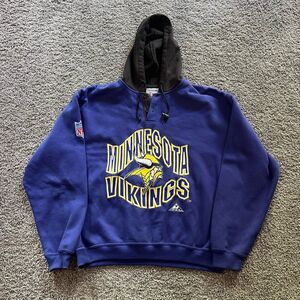 Vintage 90s Minnesota Vikings Apex One Hoodie Sweatshirt Embroidered Sz Large